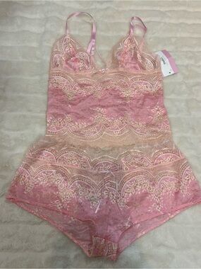 Pink Lace Chemise set handmade